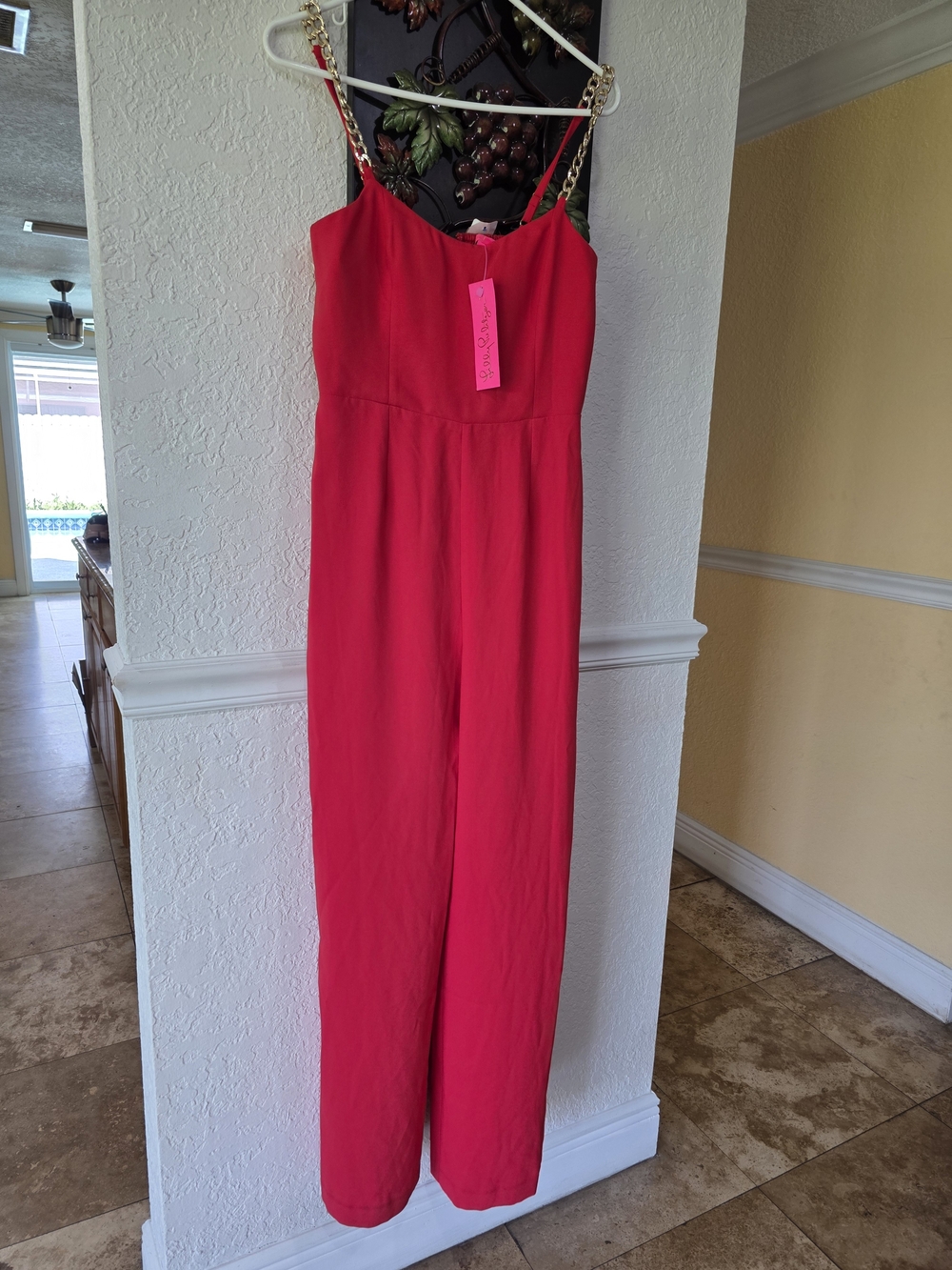 Lilly Pulitzer Hot Pink Chain-Strap Jumpsuit